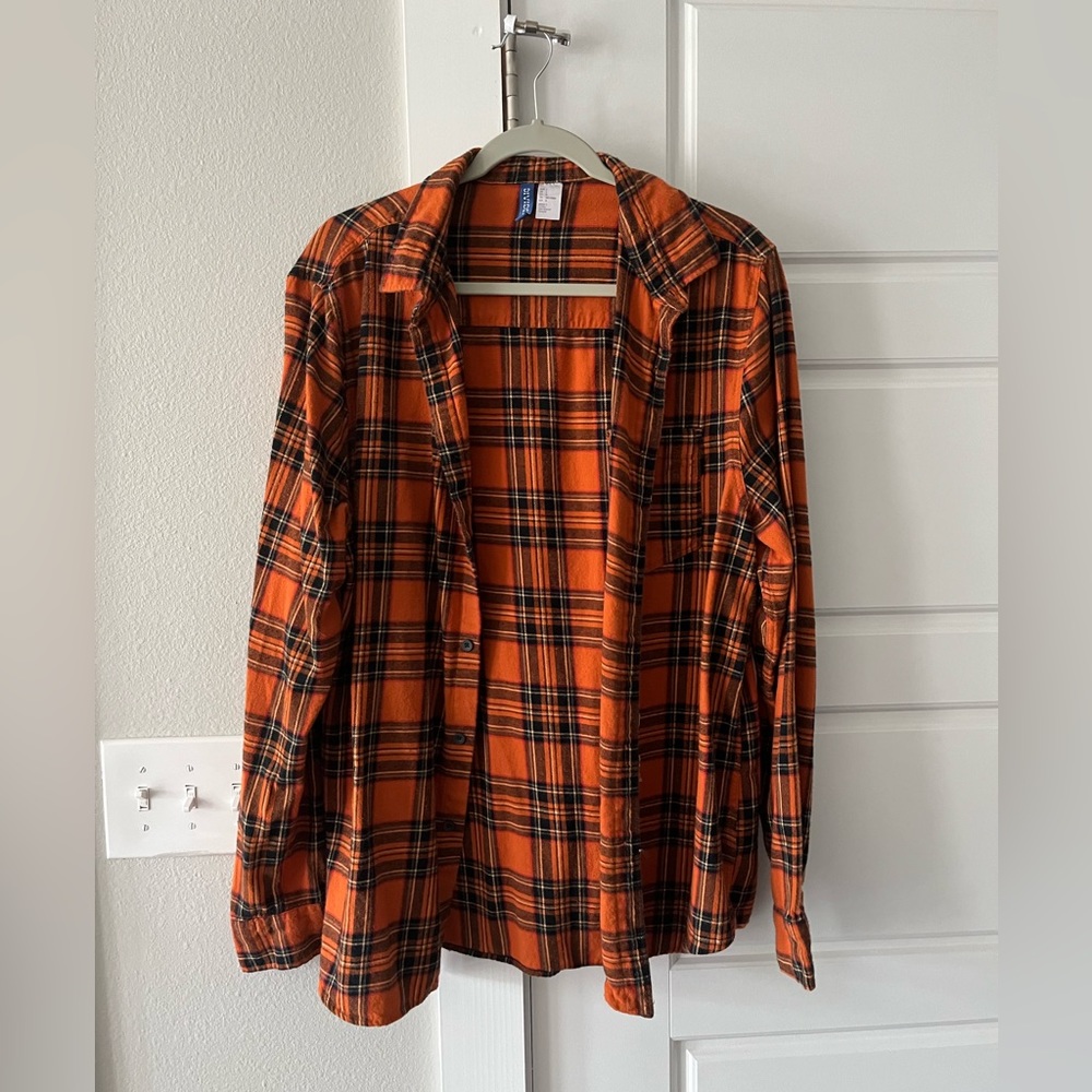 Men’s Orange Checked Flannel Shirt